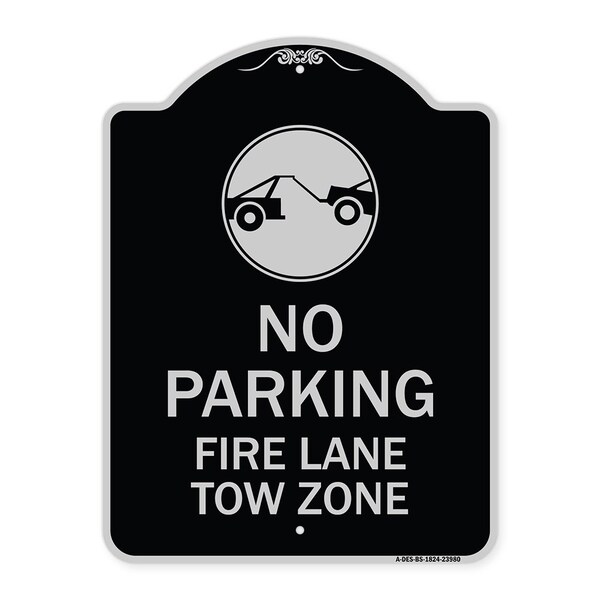 Signmission Fire Lane Tow Zone with Graphic Heavy-Gauge Aluminum Architectural Sign, 24" x 18", BS-1824-23980 A-DES-BS-1824-23980 - main